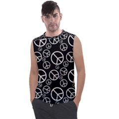 Black And White Peace Symbols Men s Regular Tank Top