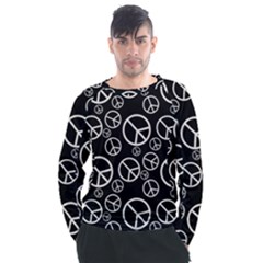 Black And White Peace Symbols Men s Long Sleeve Raglan Tee