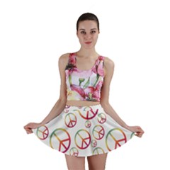 Colorful Rainbow Peace Symbols Mini Skirt by SpinnyChairDesigns