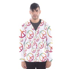 Colorful Rainbow Peace Symbols Men s Hooded Windbreaker by SpinnyChairDesigns