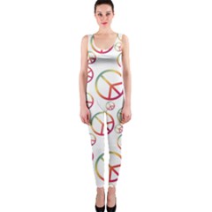 Colorful Rainbow Peace Symbols One Piece Catsuit by SpinnyChairDesigns