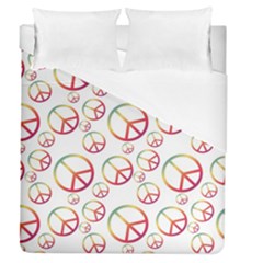 Colorful Rainbow Peace Symbols Duvet Cover (queen Size) by SpinnyChairDesigns