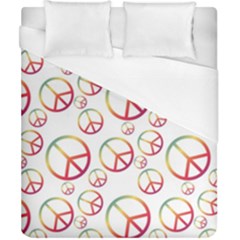 Colorful Rainbow Peace Symbols Duvet Cover (california King Size) by SpinnyChairDesigns