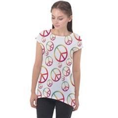 Colorful Rainbow Peace Symbols Cap Sleeve High Low Top by SpinnyChairDesigns