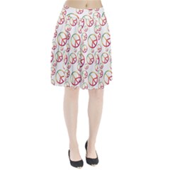 Colorful Rainbow Peace Symbols Pleated Skirt by SpinnyChairDesigns