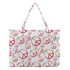 Colorful Rainbow Peace Symbols Medium Tote Bag by SpinnyChairDesigns