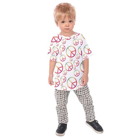 Colorful Rainbow Peace Symbols Kids  Raglan Tee by SpinnyChairDesigns