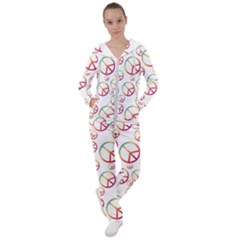 Colorful Rainbow Peace Symbols Women s Tracksuit by SpinnyChairDesigns