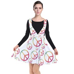 Colorful Rainbow Peace Symbols Plunge Pinafore Dress by SpinnyChairDesigns