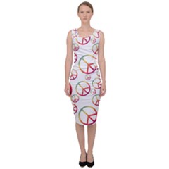 Colorful Rainbow Peace Symbols Sleeveless Pencil Dress by SpinnyChairDesigns