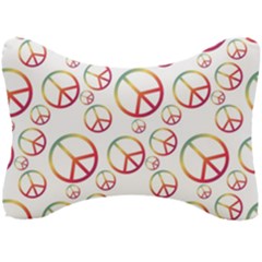 Colorful Rainbow Peace Symbols Seat Head Rest Cushion by SpinnyChairDesigns