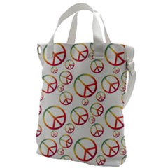 Colorful Rainbow Peace Symbols Canvas Messenger Bag by SpinnyChairDesigns