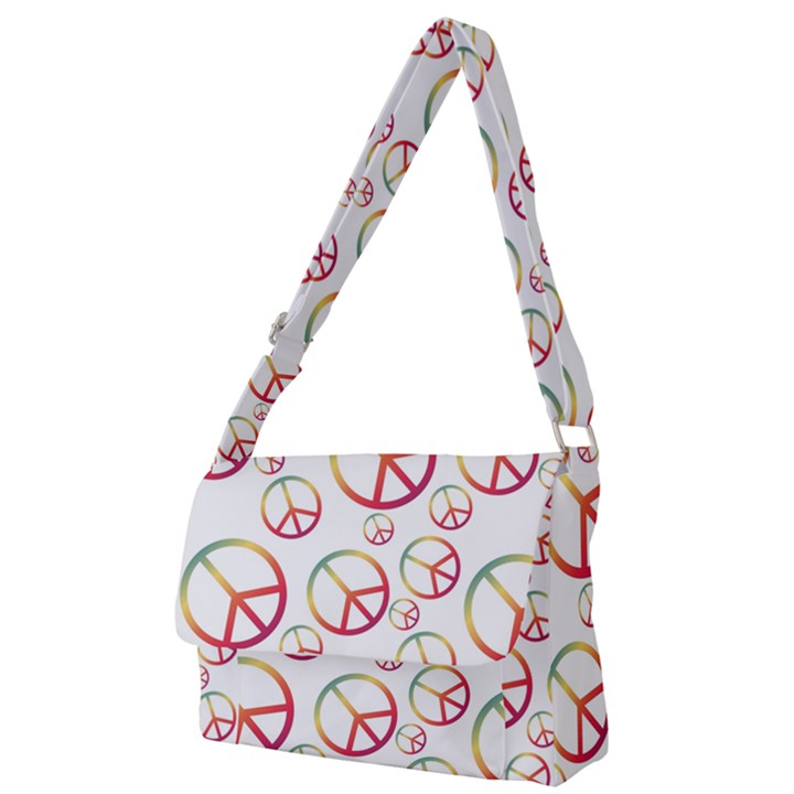 Colorful Rainbow Peace Symbols Full Print Messenger Bag (S)