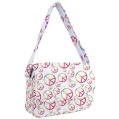 Colorful Rainbow Peace Symbols Courier Bag by SpinnyChairDesigns