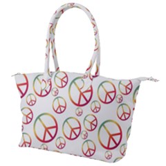 Colorful Rainbow Peace Symbols Canvas Shoulder Bag by SpinnyChairDesigns