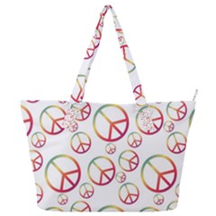 Colorful Rainbow Peace Symbols Full Print Shoulder Bag by SpinnyChairDesigns