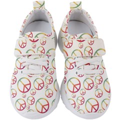 Colorful Rainbow Peace Symbols Kids  Velcro Strap Shoes by SpinnyChairDesigns