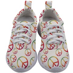 Colorful Rainbow Peace Symbols Kids Athletic Shoes by SpinnyChairDesigns