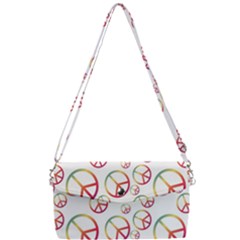 Colorful Rainbow Peace Symbols Removable Strap Clutch Bag by SpinnyChairDesigns