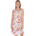 Colorful Rainbow Peace Symbols Knee Length Skater Dress With Pockets View1