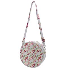 Colorful Rainbow Peace Symbols Crossbody Circle Bag