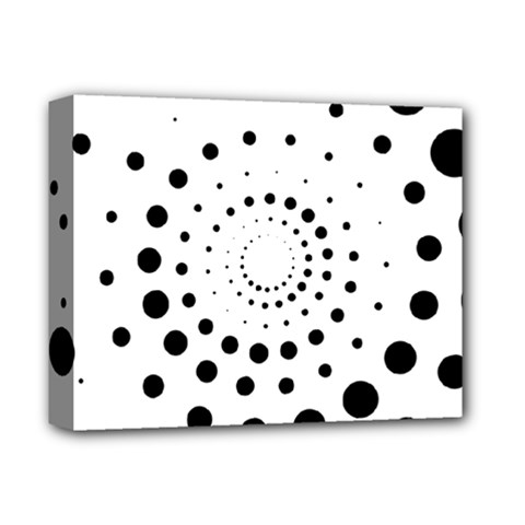 Abstract Black And White Polka Dots Deluxe Canvas 14  X 11  (stretched) by SpinnyChairDesigns