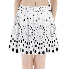 Abstract Black And White Polka Dots Pleated Mini Skirt by SpinnyChairDesigns