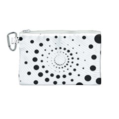 Abstract Black And White Polka Dots Canvas Cosmetic Bag (medium) by SpinnyChairDesigns