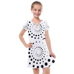 Abstract Black And White Polka Dots Kids  Cross Web Dress by SpinnyChairDesigns