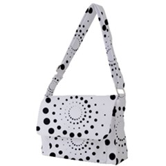 Abstract Black And White Polka Dots Full Print Messenger Bag (s) by SpinnyChairDesigns