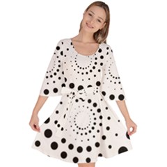 Abstract Black And White Polka Dots Velour Kimono Dress by SpinnyChairDesigns