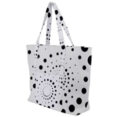 Abstract Black And White Polka Dots Zip Up Canvas Bag by SpinnyChairDesigns