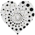 Abstract Black and White Polka Dots Wooden Puzzle Heart View1