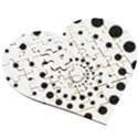 Abstract Black and White Polka Dots Wooden Puzzle Heart View3