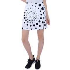 Abstract Black And White Polka Dots Tennis Skirt