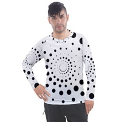 Abstract Black And White Polka Dots Men s Pique Long Sleeve Tee