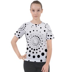 Abstract Black And White Polka Dots Women s Sport Raglan Tee