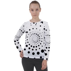 Abstract Black And White Polka Dots Women s Long Sleeve Raglan Tee