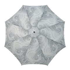 White Silver Swirls Pattern Golf Umbrellas by SpinnyChairDesigns