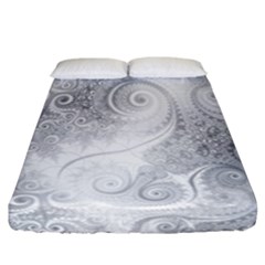 White Silver Swirls Pattern Fitted Sheet (california King Size) by SpinnyChairDesigns