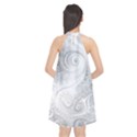 White Silver Swirls Pattern Halter Neckline Chiffon Dress  View2