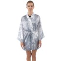 White Silver Swirls Pattern Long Sleeve Satin Kimono View1