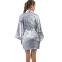 White Silver Swirls Pattern Long Sleeve Satin Kimono View2