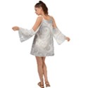 White Silver Swirls Pattern Kimono Sleeves Boho Dress View2