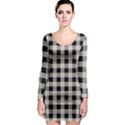 Black and White Buffalo Plaid Long Sleeve Bodycon Dress View1