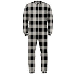 Black And White Buffalo Plaid Onepiece Jumpsuit (men)  by SpinnyChairDesigns