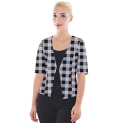 Black And White Buffalo Plaid Cropped Button Cardigan by SpinnyChairDesigns