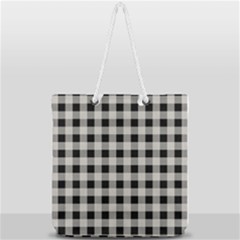 Black And White Buffalo Plaid Full Print Rope Handle Tote (large) by SpinnyChairDesigns