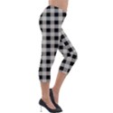 Black and White Buffalo Plaid Lightweight Velour Capri Leggings  View4