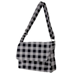 Black And White Buffalo Plaid Full Print Messenger Bag (s) by SpinnyChairDesigns